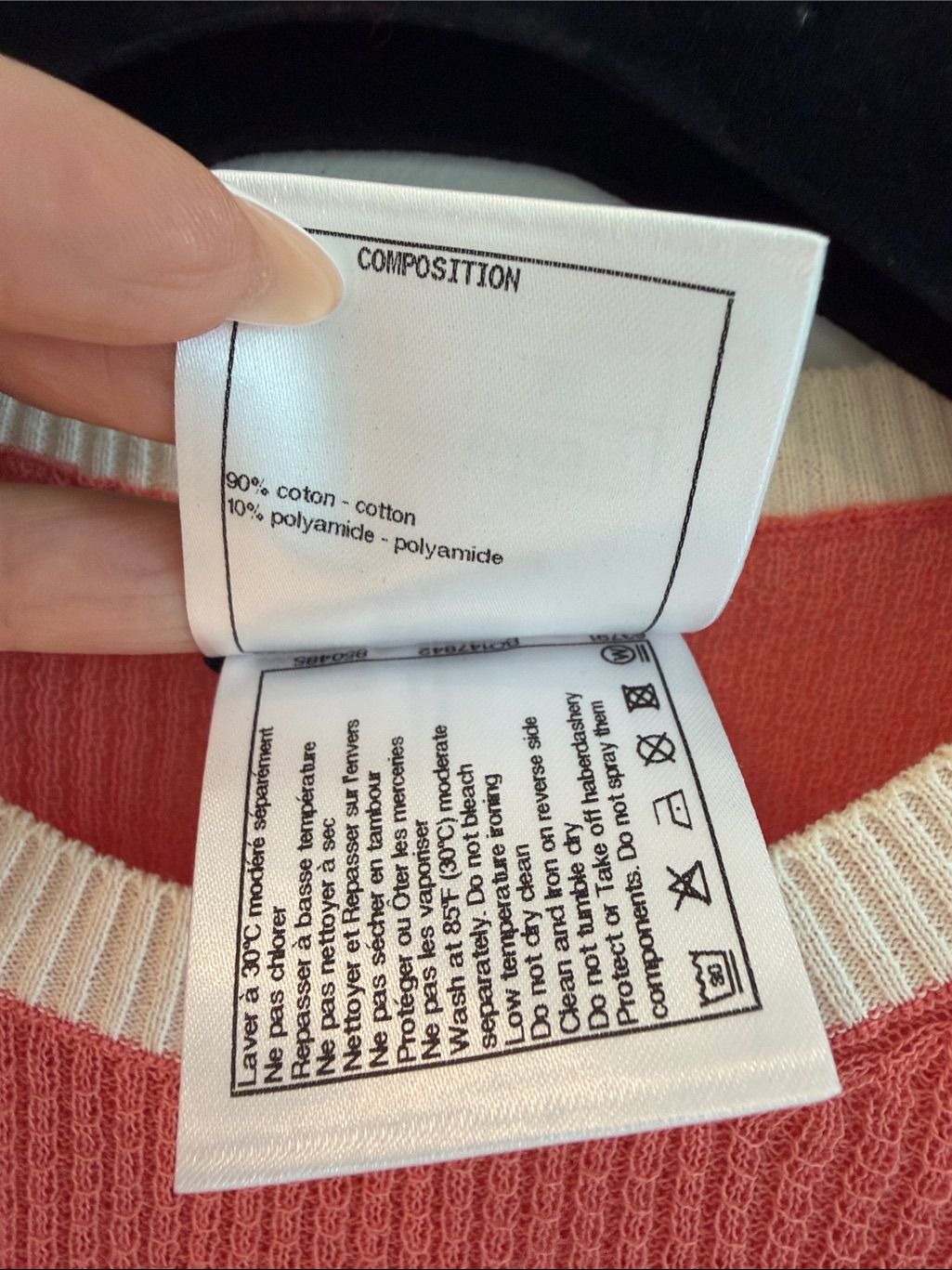 Chanel Coral Knit Ribbed Top With Cream Trim And Cc Logo Size 36 — image 5 of 6